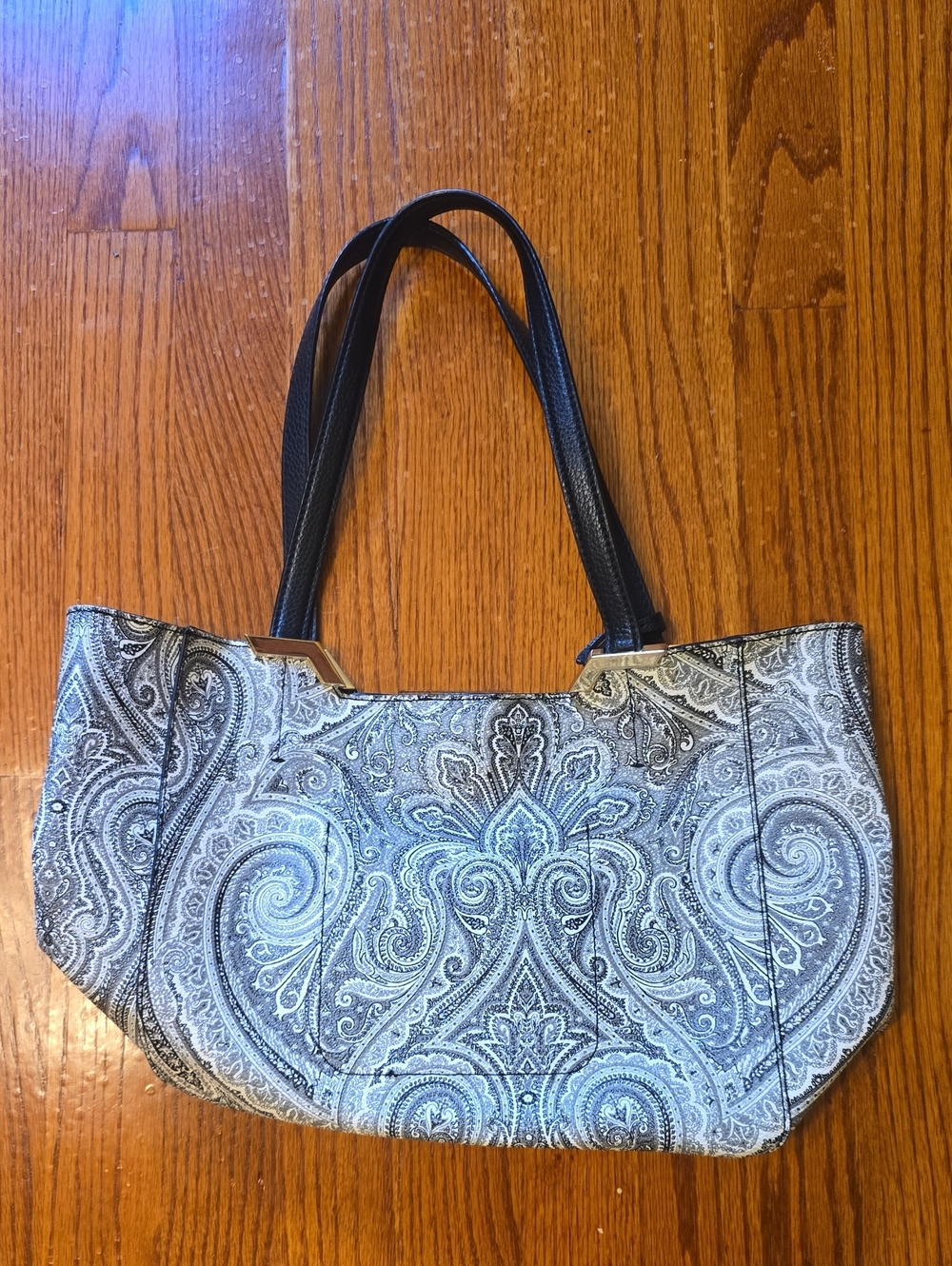 Lauren Ralph Lauren Elegant Paisley Tote Bag in Silver-Gray